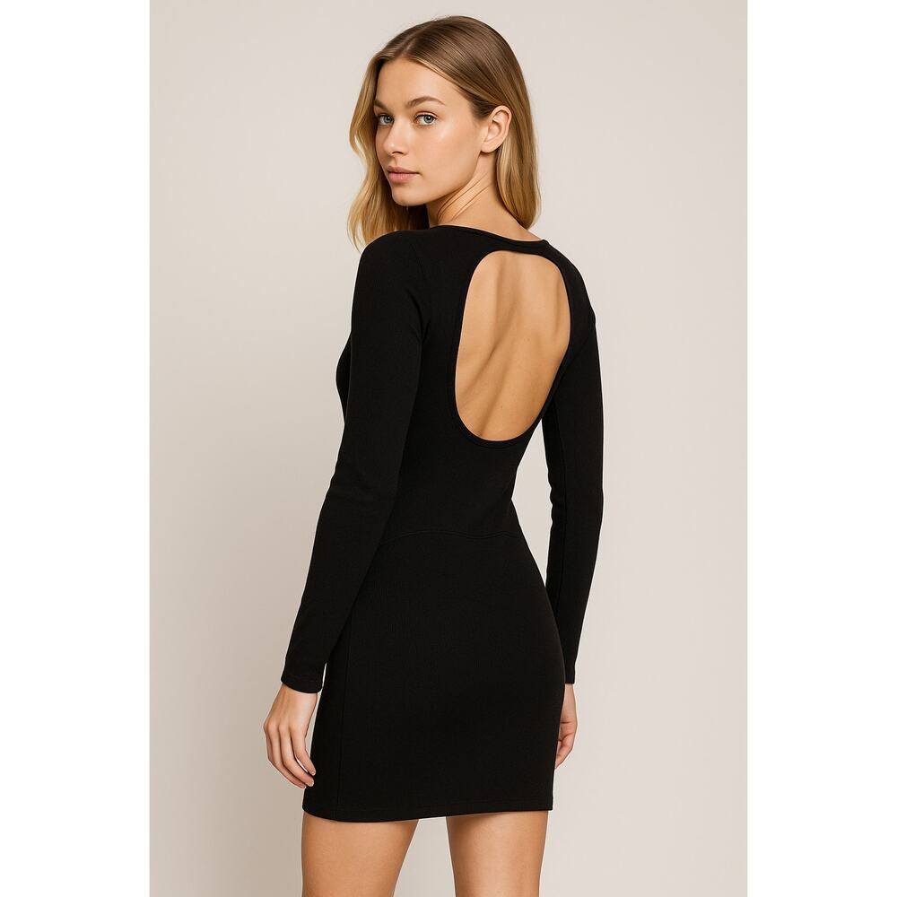 Esteban Cortazar Open Back Quiet Luxury Mini Cocktail Goth Sweater Dress | S
